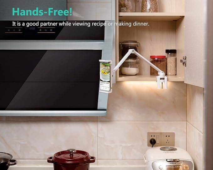 iPad Desk Mount, Tablet Holder, Multi-Angle Adjustable Tablet Stand for 4.7''- 13'' Screen Microsoft Surface Pro Series, iPad Series(White)