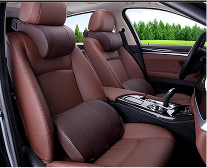 ZHONGLI Memory Foam Lumbar Support Pillow-Middle/Lower Back Support Cushion-Used for car Seats, Office Chairs, recliners, etc. (Style-2 (Brown))