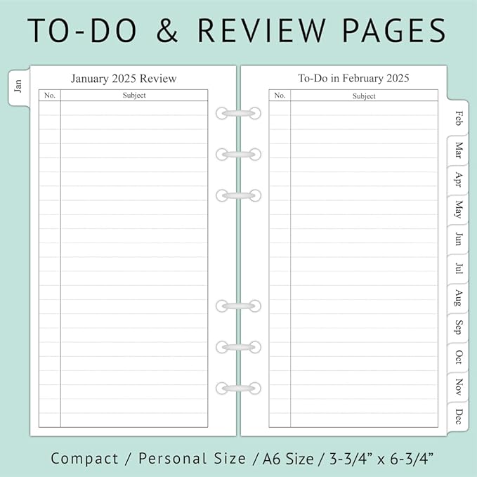 newestor 2025 Monthly Planner Refill 3-3/4" x 6-3/4", 13 Months from December 2024 to December 2025, Compact/Personal/Portable Size