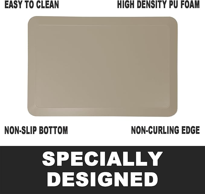 1" Extra Thick Anti Fatigue Floor Mat 70" L x 17" W,Kitchen Mat, Standing Desk Mat,140D Advanced PU Foam Ergonomic Comfort at Home, Office, Garage, Sink (Beige)