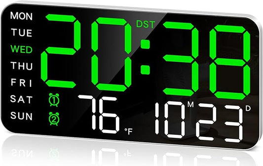 MASHI 8.4''Large Digital Wall Clock, Led Alarm Clock with Big Digits, Date, Temperature, DST, Modern Decor Design for Desk,5-Level Brightness for Room, Bedroom, Gift, Yougster and Elderly