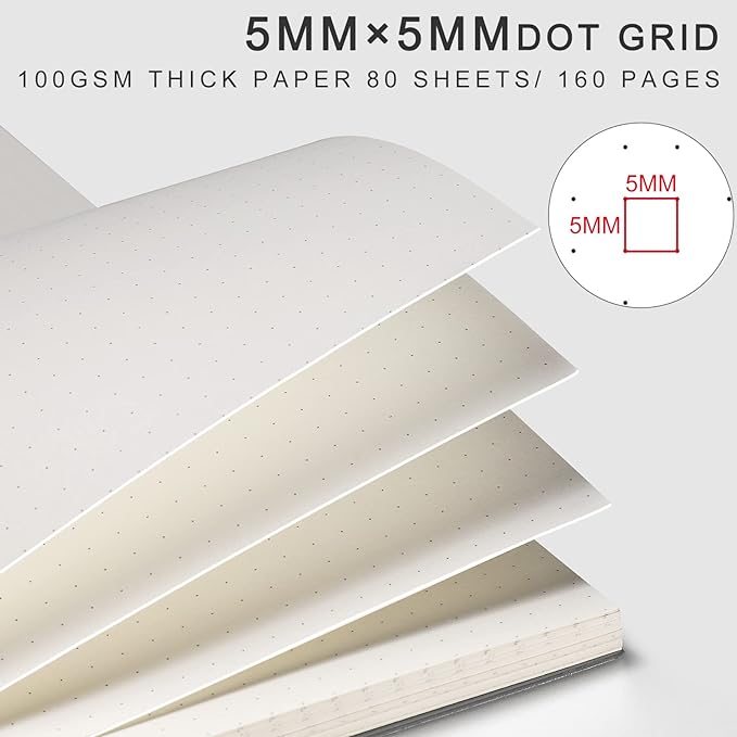 AHGXG Dotted Journals Spiral Notebook 3 Pack, A5 Bullet Dot Grid Journal with 100 GSM Thick Dotted Paper, Transparent Hardcover, 80 Sheets, for Bullet Journaling, Artist Writing Drawing, 5.7" x 8.3"