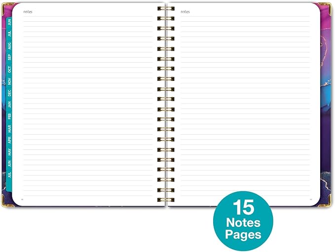 HARDCOVER Academic Year 2025-2026 Planner: (June 2025 Through July 2026) 8.5"x11" Daily Weekly Monthly Planner Yearly Agenda. Bookmark, Pocket Folder and Sticky Note Set (Pink Purple Marble)