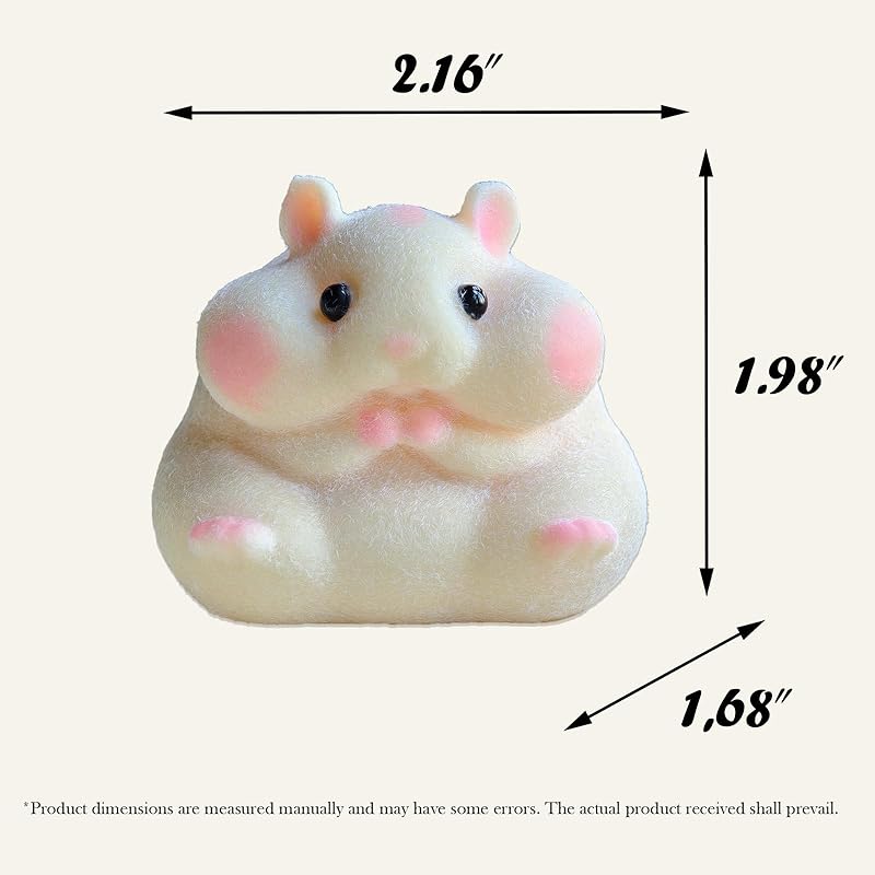 Handmade Flocked Hamster Taba Squishy Toy - Cute Realistic Silicone Animal Fidget Sensory Toy, Ultra-Soft Stress Relief Squeeze Toy for Relaxation Gift (Yellow)