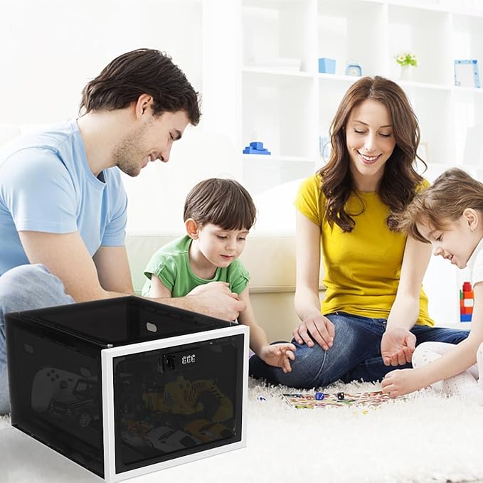 Medicine Lock Box for Safe Medication, Clear Lockable Storage Box for Phone Tablet Office School Home Safety