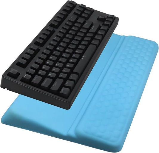 Computer Keyboard Stand Pad with Wrist Rest, Ergonomic Comfy Tilted Keyboard Stand Riser Holder Pad for Office Home (Blue)