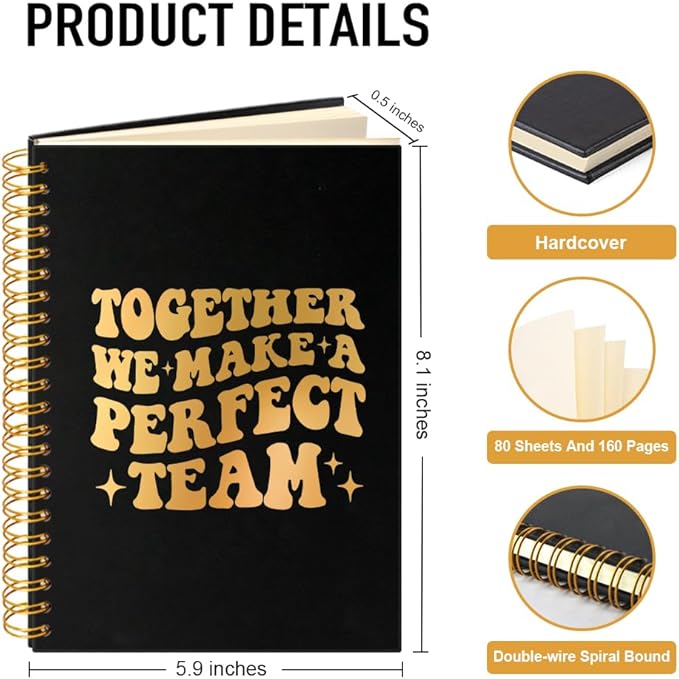 Together We Make A Perfect Team 160 Blank Pages Spiral Notebook, Teamwork Gifts for Coworkers, Employee Appreciation Gifts, Dream Team Gifts, Leadership Gifts Team Member Gifts for Colleagues