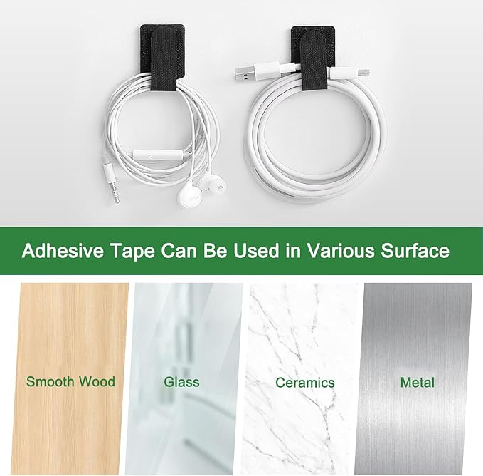 100pcs Hook and Loop Cable Ties, Sticky-Back Cable Straps, Cable Clip,Cord Organizer, Wire Management Household & Office Essentials(Gray)