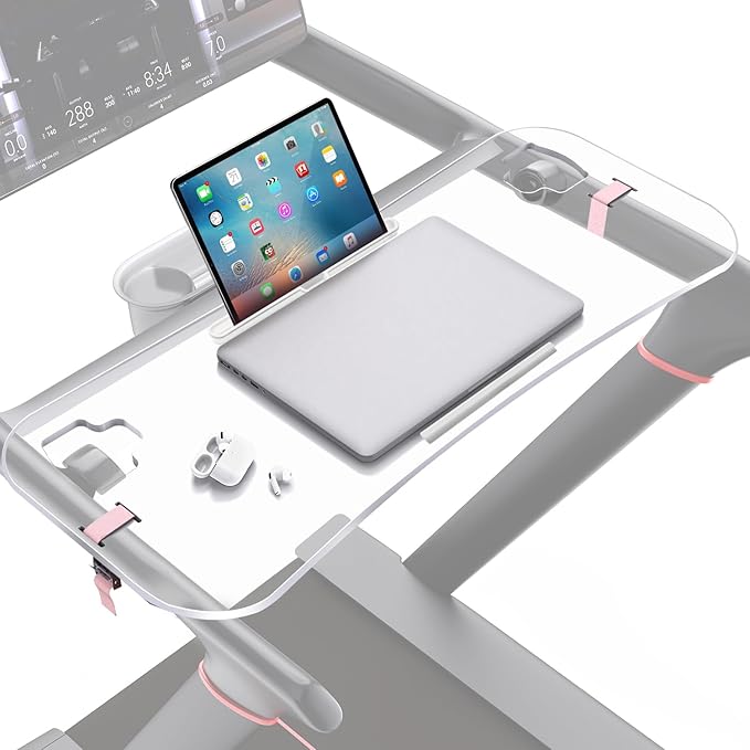 Treadmill Desk Attachment,Compatible with Peloton Tread Tray Ergonomic Platform, Tablet Holder,New Universal Cooling Holes Laptop Stand for Home/Office Transparent Acrylic Material