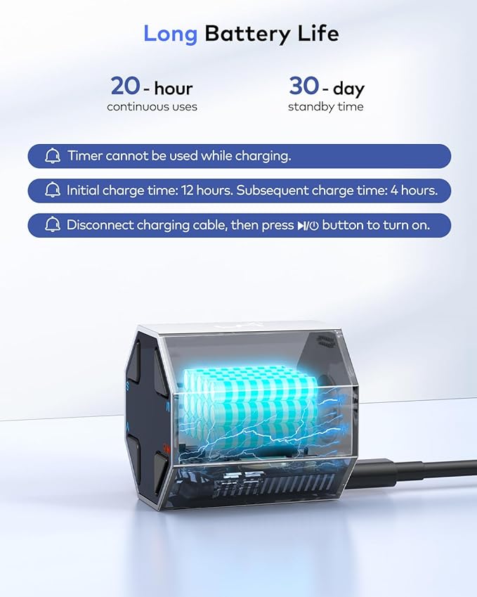 Pomodoro Timer Cube, Custom Pomodoro, Pause & Resume, Silent, Vibrate & Adjustable Sound Alert, for ADHD, Task, Work, Study, 3/5/10/15/30/45/60min & Custom Countdown,Silver