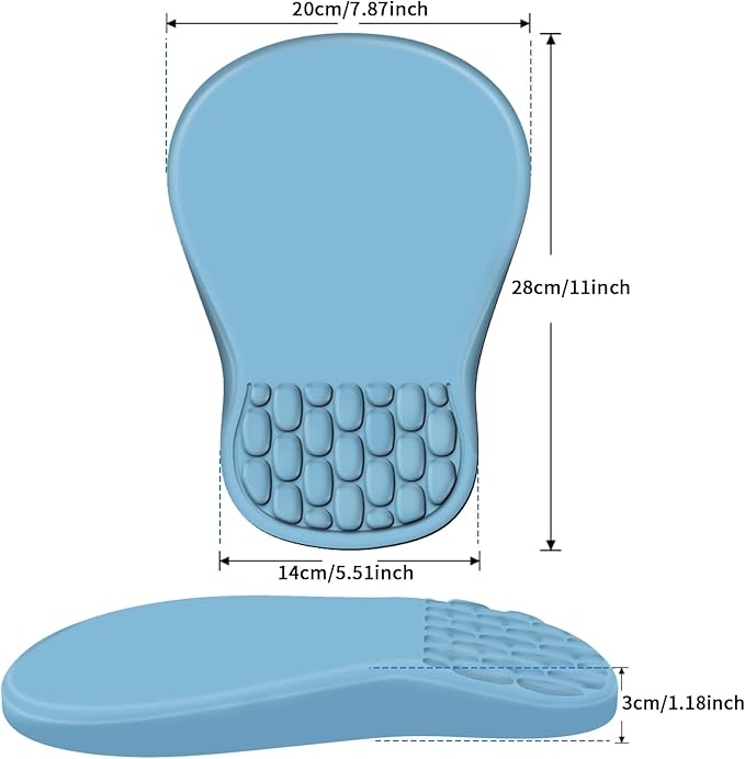 Ergonomic Mouse Pad with Wrist Rest Support, Mousepad with Comfortable Memory Foam Wrist Rest and Non-Slip PU Base for Pain Relief, Computer, Laptop, Office, Home (Blue)