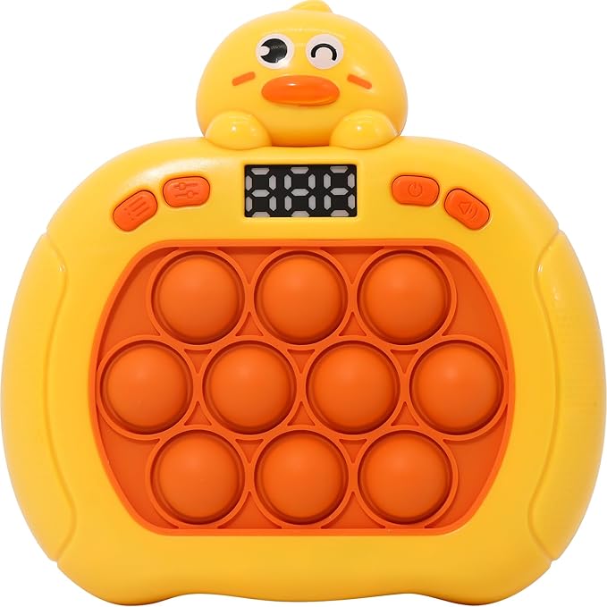 Quick Push Bubble Game,POP Toy Fast Push Game,Quick Push Pop Fidget Toys for Kids 3-12 Years Old,6 Game Mode Upgrades,Handheld Puzzle Games for Halloween and Christmas,Sensory Toys (Yellow Duck)