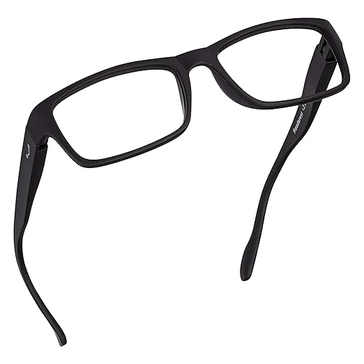 Readerest Blue Light Blocking Reading Glasses (Black, 1.25 Magnification) Computer Eyeglasses With Thin Reflective Lens, Antiglare, Eye Strain, UV Protection, Stylish For Men And Women