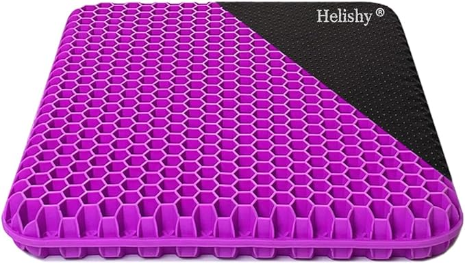Gel Seat Cushion, Egg Seat Cushion Wheelchair Cushion with Non-Slip Cover, Breathable Chair Pads Honeycomb Design Absorbs Pressure Points for Car Office Chair Wheelchair (Violet)