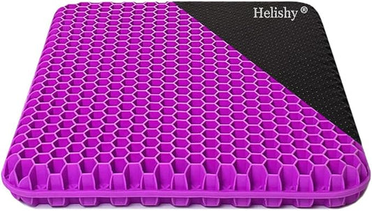 Gel Seat Cushion, Egg Seat Cushion Wheelchair Cushion with Non-Slip Cover, Breathable Chair Pads Honeycomb Design Absorbs Pressure Points for Car Office Chair Wheelchair (Violet)