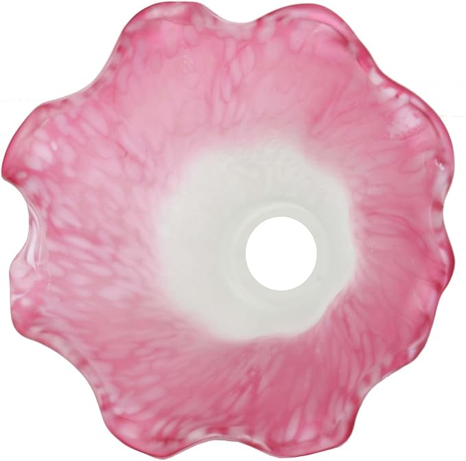Bieye LS02S Lily Flower Blown Glass Lampshade (White Pink, Opening I.D. 0.87" x O.D. 1")