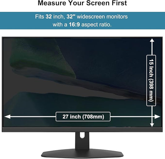 32 Inch Hanging Computer Privacy Screen Protector Shield Compatible for 16:9 Widescreen Desktop Monitor - Anti-UV & Blue Light Filter - Hanging Design for Easy On/Off