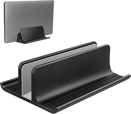 Vaydeer 3-in-1 Vertical Laptop Stand Holder, Aluminum Laptop Stand for Desk with Adjustable Dock, Space-Saving Organizer for All MacBook, Surface, Samsung, HP, Dell, up to 17.3 inch Black