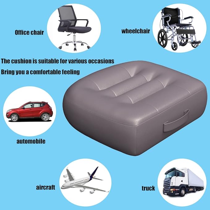 seat Cushions for Office Chairs/with Carry Handle Adult Booster Seat Cushion Imitation PU Breathable Fabric Effectively Increase The Field of View by 12cm/4.7in/Extra Thick Large Seat Cushion/Brown