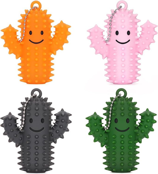 4 PCS Spiky Ouchies Fidget Toys for Adults Silicone Sensory Pain Stim Fidget Cactus for Anxiety Autism Work Stress Relief (Green&Pink&Gray&Orange, 4PCS)