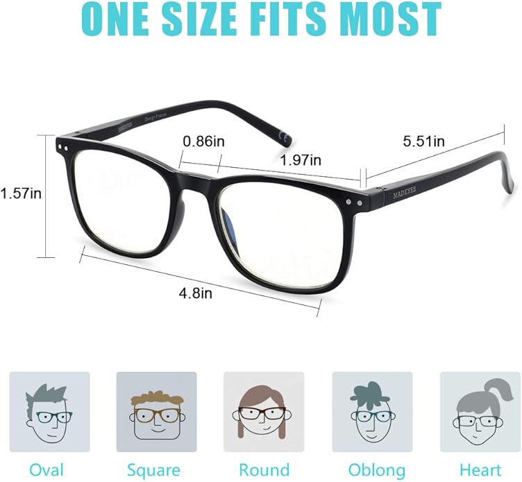 Blue Light Blocking Glasses, Blue Blocker Computer Glasses for Men Women, Anti Glare 400 UV & Eye Strain Fake Square Glasses