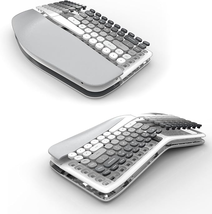 Ergonomic Wireless Keyboard and Mouse Set Creamy Wireless Keyboard Silent Mice Set with Wrist Rest for Computer, Laptop, PC, Mac, Windows