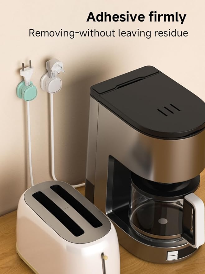 Magnetic Cable Clips, Adjustable Cord Holder Management, Adhesive Wire Keeper Organizer for Home Office Desk Phone PC Car Wall Desktop Nightstand Appliance (9-PCS White & Cyan)