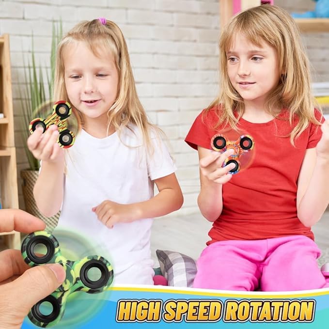 12 Pack Fidget Spinner Toy Bulk for Kids Adults, Metal Tri-Spinner Fidget Set, Hand Spinner for Stress Relief, Easter Birthday Goodie Bag Stocking Stuffers Classroom Prizes for Boy Age 3-12