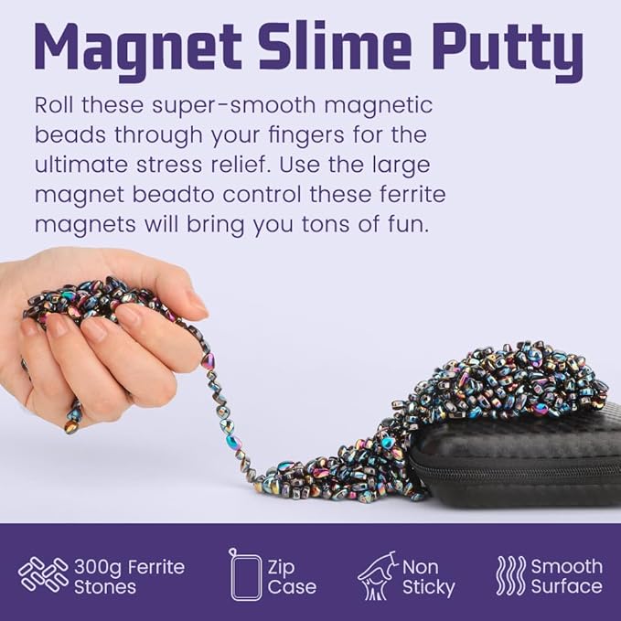 Magnet Slime Putty Party Favors, Fidget Toy Magnet Ferrite Putty Beads, Hematite Magnetic Stones Eggs with 1.26 inch Magnet Balls, Cool Desk Toy, EDC Toy Science Kit Gift