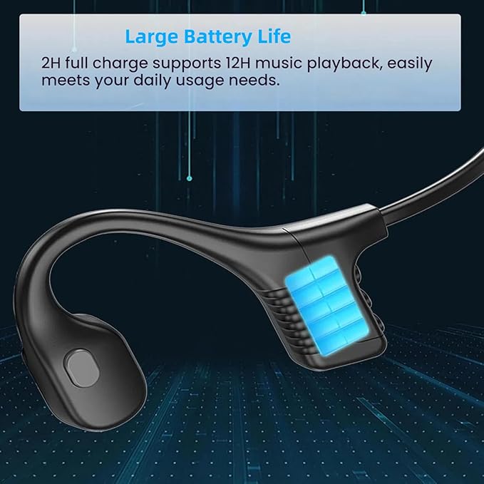 Bone Conduction Swimming Headphones IP68 Waterproof Bluetooth Headphones with 32GB MP3 Player Open Ear Wireless Headsets Underwater Multi-point connection Large Battery for Running Cycling Workouts