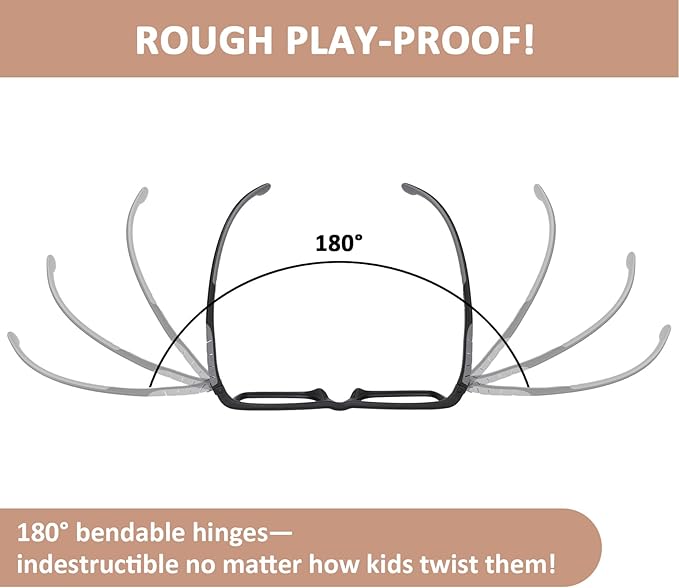 BiBiBear Blue Light Blocking Glasses Bendable Lens Legs for Kids Girls Boys Not Easy to Drop Reduces Eyestrain Lenses