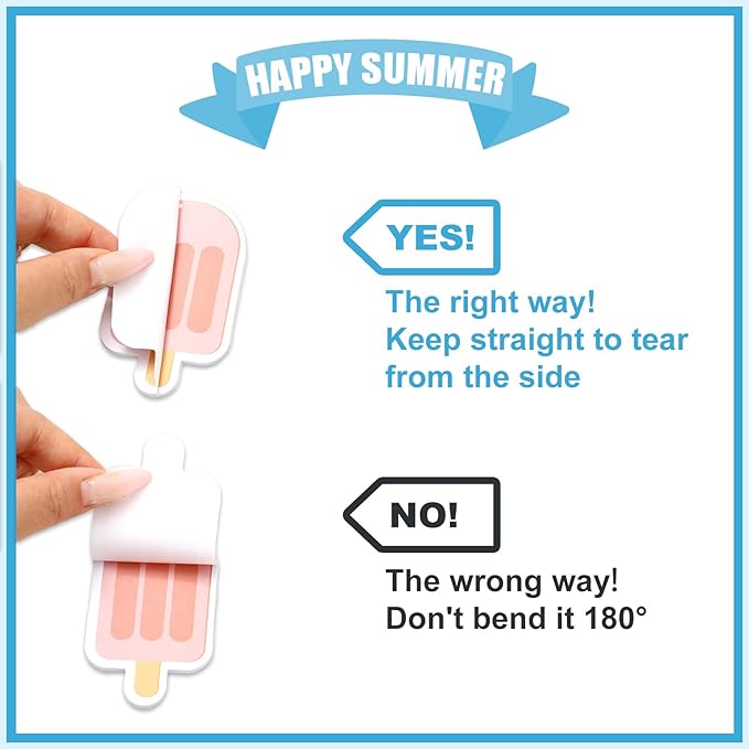 24 Pack Popsicle Sticky Note 6 Colors Ice Pop Memo Pad Colorful Summer Reminder Note for Annotating Office Classroom Study, 480 Sheets