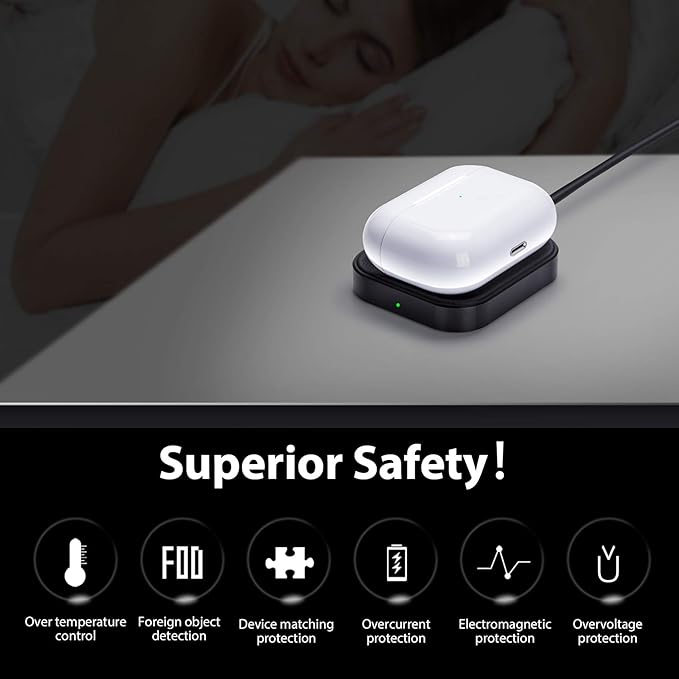 for Airpod Charger, Designed Wireless Charger for Airpods 4(ANC)/3rd/2nd Gen, for New AirPod Pro 3 (2025)/ 2nd Gen, Wireless Earbuds, Slim & Compact for Travel Home Office, (Black)