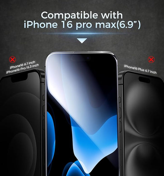 MAGIC JOHN 3rd Gen Upgraded for iPhone 16 Pro Max Screen Protector 6.9 Inch,HD Clear,Shatterproof Tempered Film,Auto Dust-Elimination,Bubble Free,Easy Installation,2 Pack