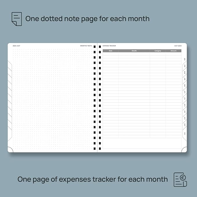 POPRUN Monthly Planner 2026-2027 (Large 8.5" x 10.5") 18 Months Calendar (Jan 2026 - Jun 2027) - 4 Pages per Month with Expense & Notes, Stair-like tabs, Leather Cover, Sunday Starts - Burgundy