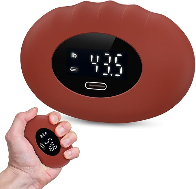 Grip Strength Tester, Rechargeable Digital Hand Gripper Strengthener Up to 396lbs, Hand Gripper Strengthener with Counting, LED Display, Fitness Toy, Stress Balls for Sport Home School