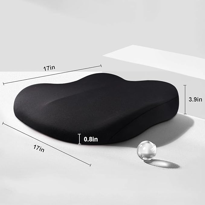 Car Seat Cushion, Memory Foam Car Seat Cushion, Cushions for Sciatica, Pain Relief for Long Sitting, Ergonomic Cushion for Office Chair, Black