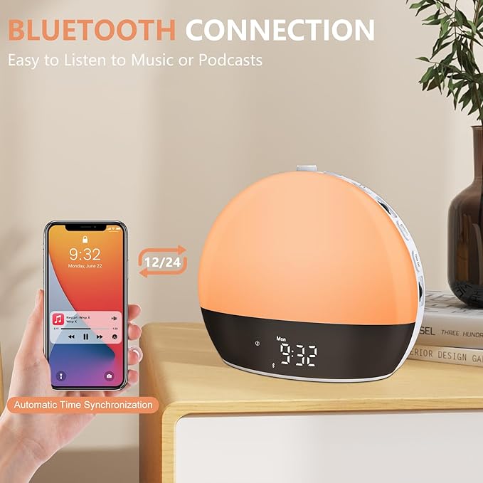 Sunrise Alarm Clock Sound Machine, Alarm Clocks for Bedrooms, 18 Dimmable Night Light, 25 Sleep Sounds, White Noise Machine for Baby, Adults, Wake Up Light Alarm Clock for Heavy Sleepers, Kids