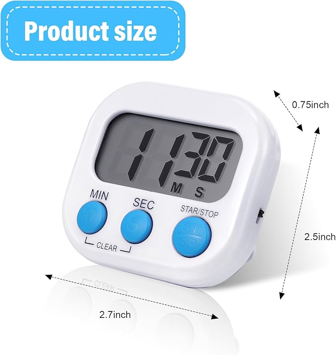 Weewooday 12 Pcs Digital Kitchen Magnetic Timer Bulk Classroom Count up Countdown Timer Large Digits Egg Loud Alarm Cute Desk Stopwatch for Teacher Kids Cooking Office (Stylish Style)