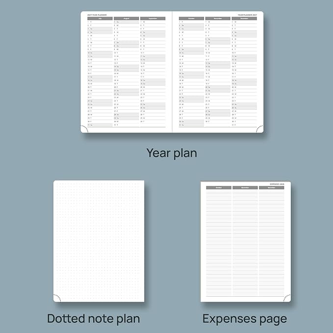 POPRUN 2026 Planner (Medium Size 8.5''x 6.5'' Hardcover) - Daily Weekly and Monthly Calendar Agenda 2026 Appointment Book with Hourly Time Slots, Monthly Tabs, 100 GSM - Light Yellow