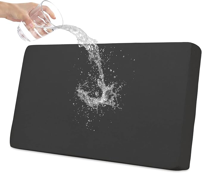 Easy-Going 100% Waterproof Loveseat Sofa Seat Cushion Slipcovers Couch Cushion Cover Stretch Furniture Protector for Kids, Pets (Loveseat Cushion, Dark Gray)