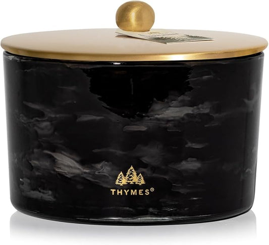Thymes Noir Woods Scented Candles for Home Decor – Notes of Fresh Evergreen, Smoky Wood & Golden Amber – Luxury Home Fragrance Gifts for Women & Men – Burns Up to 38 Hrs (Large 3 Wick Candle, 18 oz)