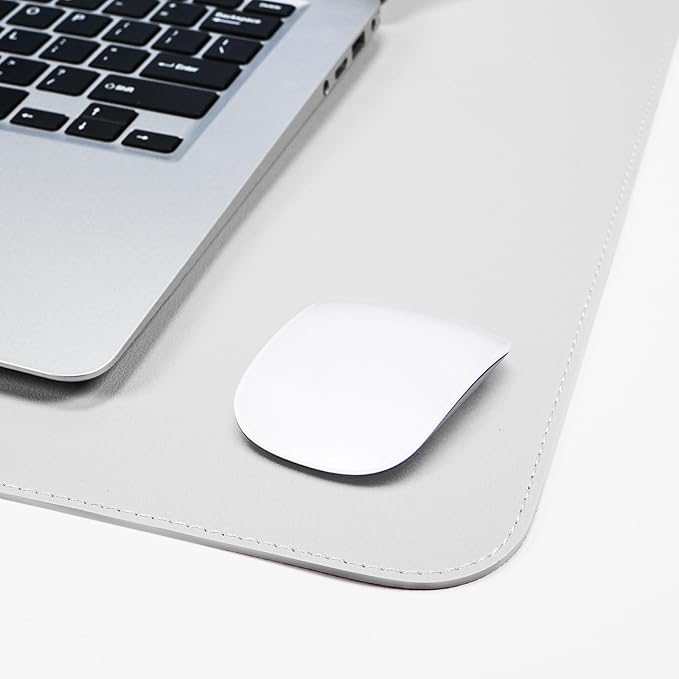 AFIING Dual-Sided Desk Pad, Natural Cork & PU Leather Mouse pad for Office and Home Work, Desk Protector Non-Slip, Waterproof, Easy Clean (Ivory White, 23.6" x 13.7")