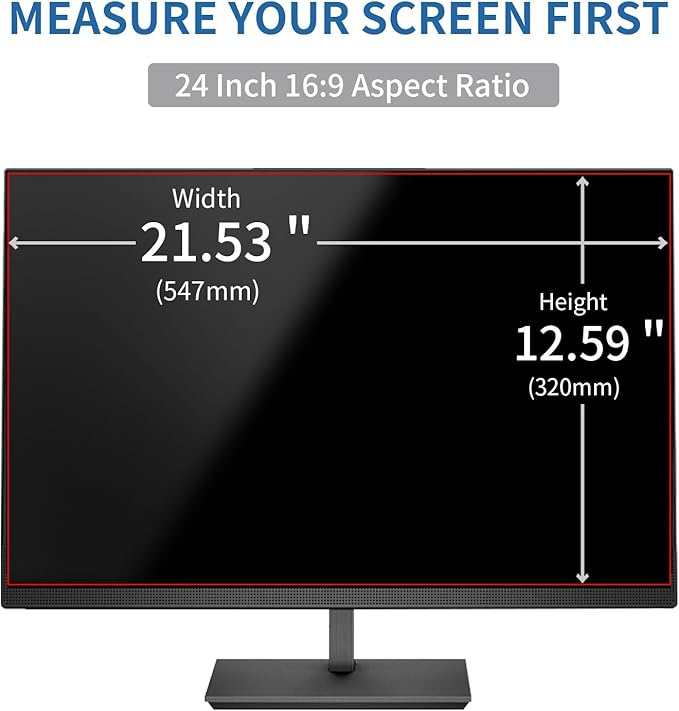 24 Inch Computer Privacy Screen for 16:9 Monitor, Anti-Blue Light Monitor Privacy Screen Filter, Anti-UV Computer Hanging Shield, Universal 23.6'', 23.8'', 24''