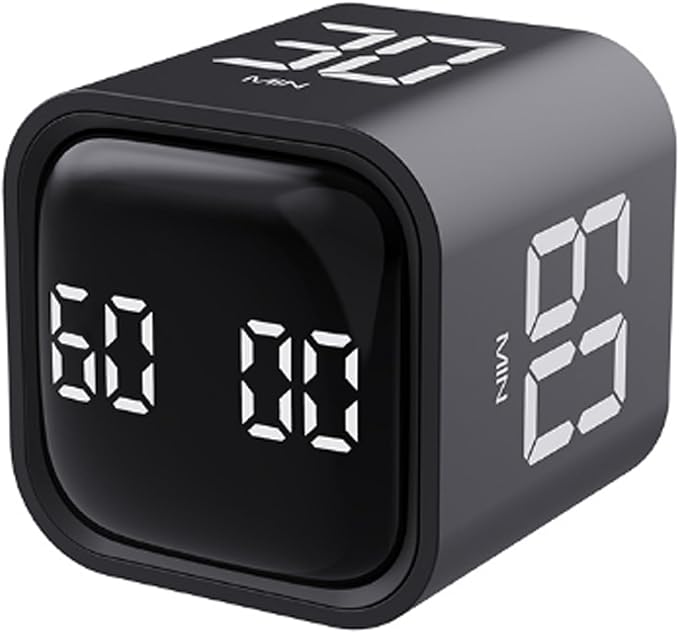 Rotating Pomodoro Timer 5,10,30, 60 Minutes Preset,Desk Productivity Flip Timer, Visual Cube Countdown Stopwatch,Custom Modes/Vibration/High/Low Volume,ADHD Timers, for Study, Work, School, Kitchen