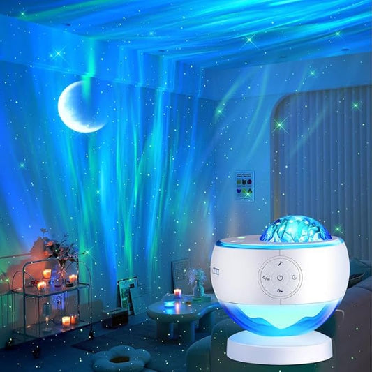 One Fire Northern Lights Projector,16Color Galaxy Projector for Bedroom, 15 White Noise Galaxy Light Projector, 5Moon Star Projector, Bluetooth Aurora Light Projector, Remote Timer Star Lights