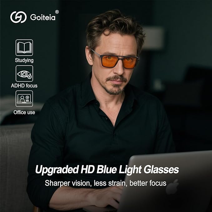 Goiteia Orange Blue Light Blocking Glasses-Retro 70s Blue Light Glasses for Men Women, Easier Sleep and Migraine Relief