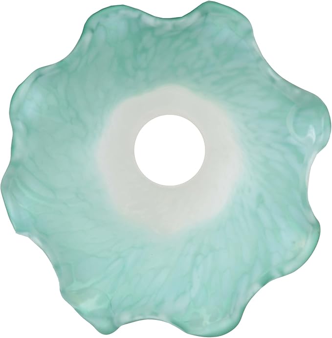 Bieye LS08S Lily Flower Blown Glass Lampshade (White Cyan, Opening I.D. 0.87" x O.D. 1")