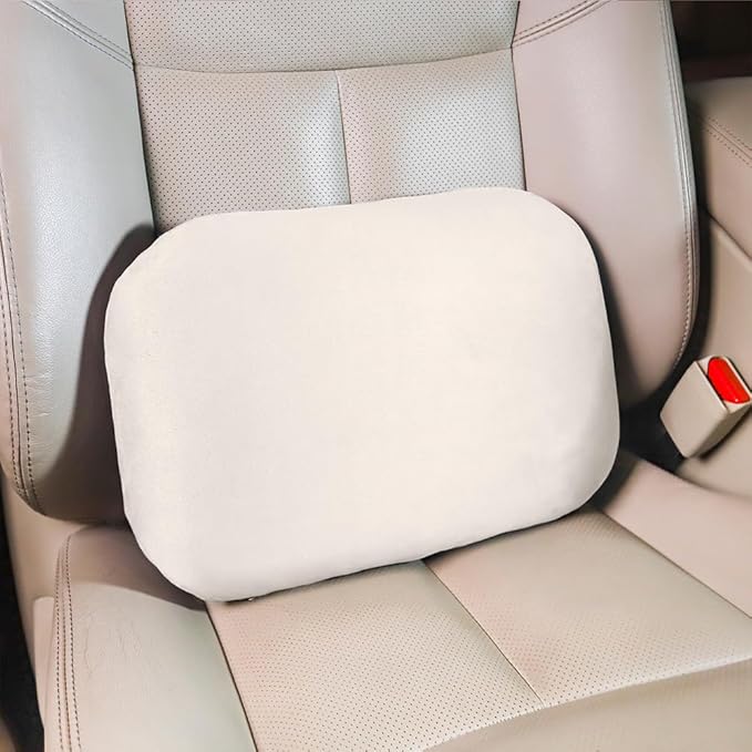Beige Lumbar Support Pillow for Car Driving Seat Soft Latex Lower Back Support Relax Home Desk Office Accessories Chair Cushion Pain Relief