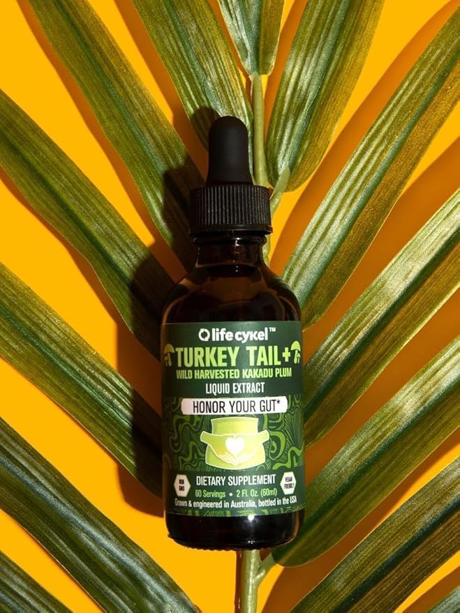 Life Cykel - Turkey Tail Mushroom Liquid Extract with Kakadu Plum - Immune Support & Digestive Health Prebiotic Supplement - Vegan, Non-GMO and Gluten Free - 1 Fl Oz